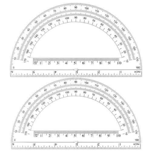 Unjoo Plastic Protractor Math Protractors 180 Degrees for Geometry Classroom Student School Office Supplies, 6 Inch, Pack of 2 (Clear)