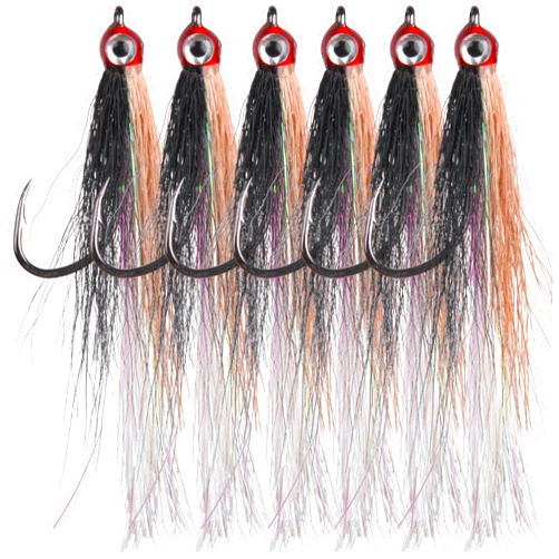 AGOOL Streamer Fly Fishing Flies - 6pcs Clouser Minnow Fishing Flies Fly Fishing Lures for Flounder Salmon Trout Sea Bass Steelhead Freshwater Saltwater Fishing Teaser Hook Lures