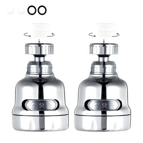 DASLAVA Faucet Sprayer Attachment, 360 Degree Rotating Faucet Aerator Accessories, 3 Mode Adjustable Kitchen Sink Tap Head Water Saving Extend Nozzle Chrome Plated,(Pack of 2)