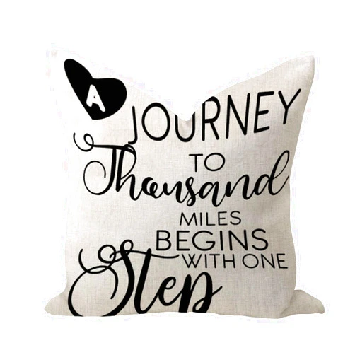 COVOME A Journey to Thousand Miles Begins with One Step Outdoor Pillow Covers 20x20in Burlap Linen Decorative Pillow Shell Square Throw Cushion Case for Hotel Indoors Sofa Chair Decoration