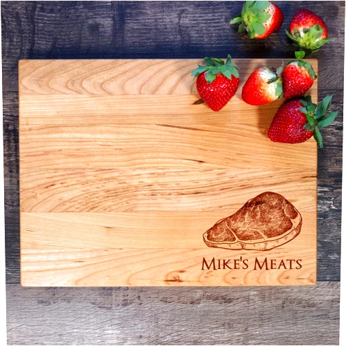 CUSTOMIZEFAST Personalized Cutting Board. Steak. Custom Boards. Gift For Him. Engraved. (Cherry wood, 9
