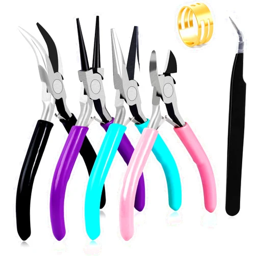 URSKYTOUS 4Pcs Jewelry Pliers Set Jewelry Making Pliers Tools Kit Include Jewelry Making Needle Nose Chain Nose Round Bent Pliers Wire Cutter for Bracelet Beading DIY Craft Jewelry Making Supplies