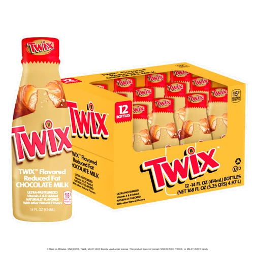 Fire Brands Twix™ Chocolate Milk - Packed with the flavors of crunchy cookie, delicious caramel and creamy chocolate. Pack of 12, 14 oz Bottles