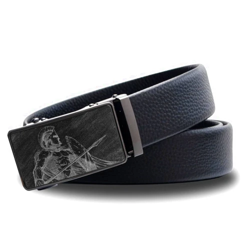 Asakora Personalized Leather Ratchet Belt for Men, Custom Engraved 1 3/8