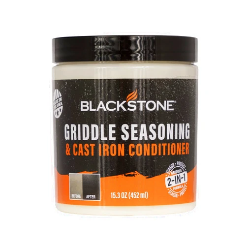 Blackstone 4146 Griddle Conditioner Kit 2-in-1 Cast Iron Season Oil for Grill Grates, Skillet, Dutch Oven, Pots & Pans-Clean, Protect, Condition & Care-Plant Based & Vegan, 15.3 Ounce (Pack of 1)