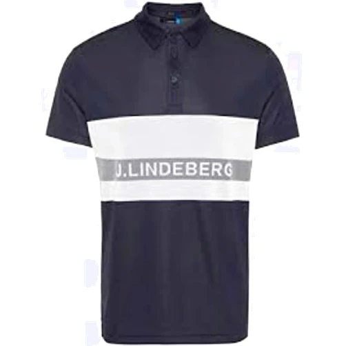 J. Lindeberg J.Lindeberg 2020 THO Reg Fit TX Jacquard Jersey Golf Polo (Navy, Large)