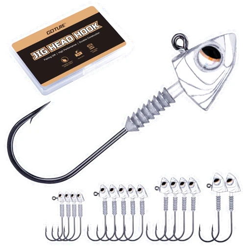 Goture Jig Heads, Swimbait Jig Head Hooks for Freshwater Saltwater Fishing, Ned Rig Jigheads with Tackle Box for Trout Bass Walleye Crappie Fishing