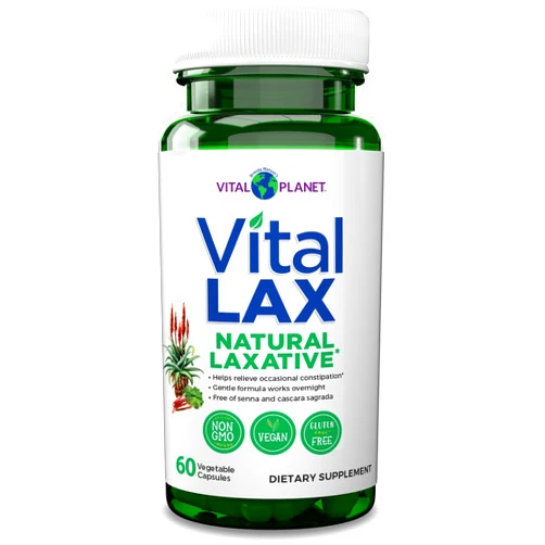 Vital Planet - Vital Lax Natural Laxative Cleanse Supplement for Occasional Constipation, with Magnesium Hydroxide, Slippery Elm, Aloe, and Triphala to Support Bowel Regularity 60 Capsules