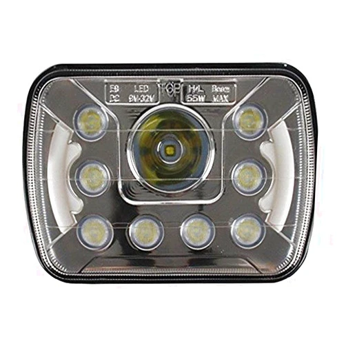 All Star Truck Parts Qty 1-5x7 7x6 inch 55W LED Headlight Assembly Hi/Lo Sealed Beam Replace H6014 / H6052 / H6054 Bulb Headlamp Fits Jeep Wrangler XJ YJ Sedans GMC Chevrolet Ford Truck Van