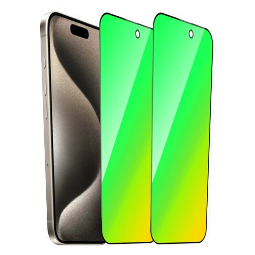 Eliphelet 2 Pack for iPhone 15 pro Privacy Screen Protector Tempered Glass for 15pro 6.1inch Gradient Green Anti Spy Anti Blue Light Full Coverage Easy Installation Bubble Free