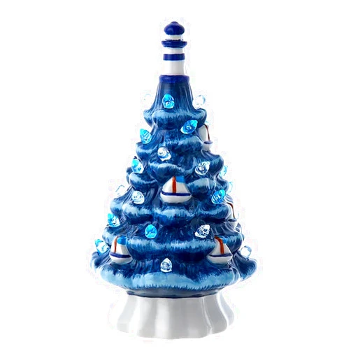 The Bridge Collection Light Up Coastal Christmas Tree Figurine - 7.5