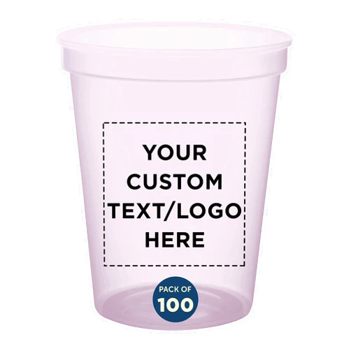 DISCOUNT PROMOS Custom Color Changing Plastic Cups 16 oz. Set of 100, Personalized Bulk Pack - Reusable, Perfect for Birthdays, Weddings, Picnic, Beach, Parties - Magenta