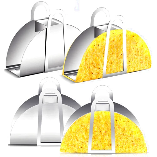 Cunhill 4 Pack Stainless Steel Taco Shell Mold for Frying Taco Shell Holder Stands Taco Corn Tortilla Shaper for Frying Crispy Taco Shell Maker for Baking Fryer Air Frying Kitchen Cooking Tools