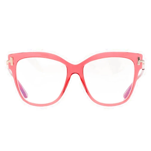 Tom Ford Eyeglasses Tom Ford FT 5704 -B 066 Shiny Transparent Raspberry W. Rose Gold/Bl
