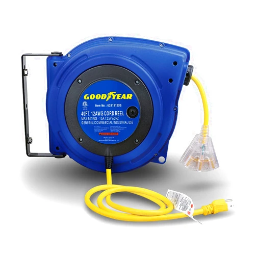 Goodyear Extension Cord Reels (12AWG x 40 FT (SJTOW Cable) w/LED Light-Up Tap)