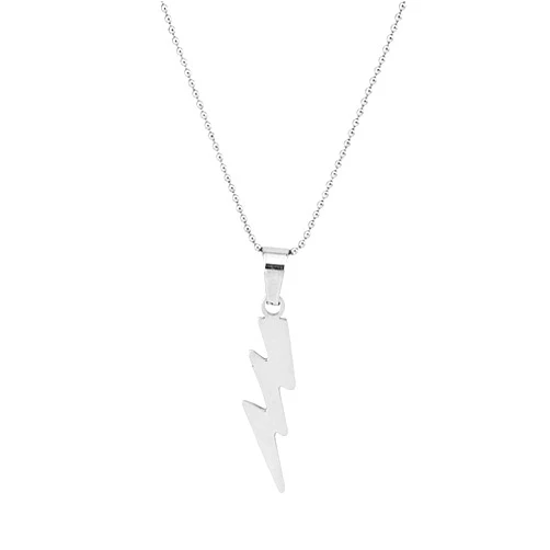 HUIZIUYUQI Fashion Lightning Bolt Pendant Choker Necklace for Men Women K-POP Adjustable Stainless Steel Ball Beaded Thin Chain Necklace Statement Necklace Party Birthday Gifts