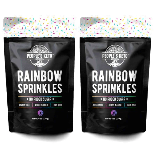The People's Keto Company Keto Sprinkles, 6 oz. Larger Value Size, Dye Free, Non-GMO, Plant-Based, Vegan, Gluten Free, All Natural, No Artificial Coloring, Sugar Free Sprinkles, 1g Net Carb (Rainbow, 2 Pack)