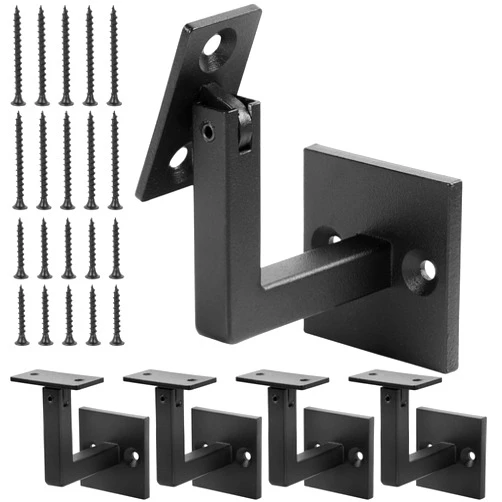 Onedaful Cuzofu 5 x 304 Stainless Swivel Handrail Brackets for Staircase , Adjustable Square Stair Brackets (Frosted Black)
