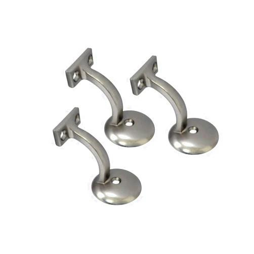 QCAA Heavy Duty Zinc Die Cast Handrail Bracket, Brushed Satin Nickel, 3 Pack, Made in Taiwan