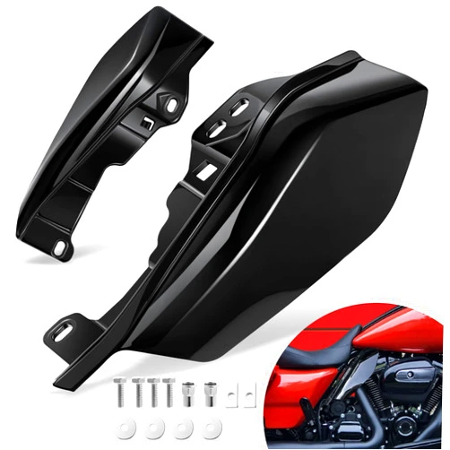 Benlari Gloss Black Mid Frame Air Deflectors Heat Shields Deflector 2009-2024 Compatible for Harley Davidson Touring Street Glide Road Glide Electra Glide Road King Ultra Limited Tri Glide CVO