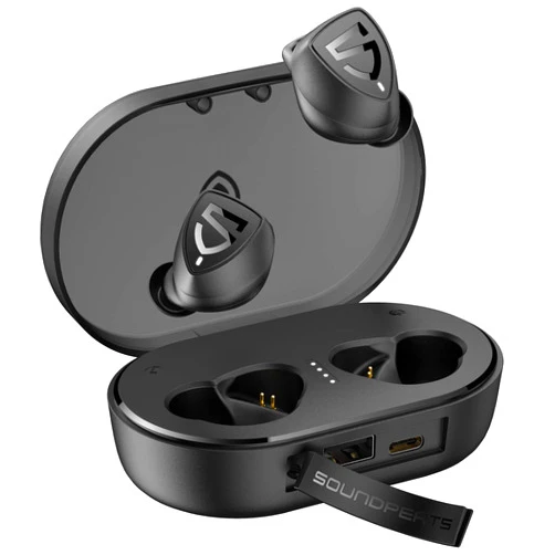 SoundPEATS TrueShift2 Wireless Earbuds Bluetooth 5.0 Headphones, 100H Playtime, IPX7 Waterproof TWS Sports Earbuds, Touch Control, Hi-Fi Stereo Earphones, Input (USB-C)/Output Charging Case(3000mAh)