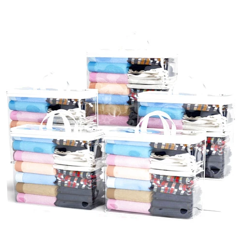 Hopack 5PACK Clear Zippered Storage Bag for Clothes, 22L Clear Storage Bags, and Blanket Storage Bags for Bedding, Blankets, Comforters, Clothing, Books, DVD & CD (White)