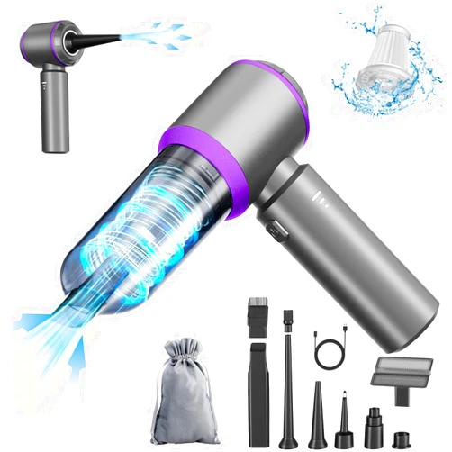 HRYCF Car Vacuum Cleaner,Handheld Vacuum,Mini Vacuum Cordless,Cordless Vacuum Cleaner For Car,4-in-1 20000PA High Power Portable Rechargeable Vacuum Cleaner with Brushless Motor,Air Blower & Pump-Purple