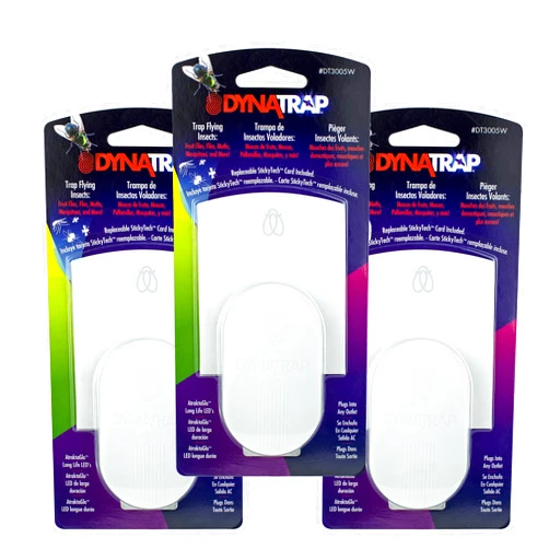 DynaTrap DT3005W-DS3 Fruit Fly, Gnat, Moth and Fly Discreet Outlet Trap - 3 Pack