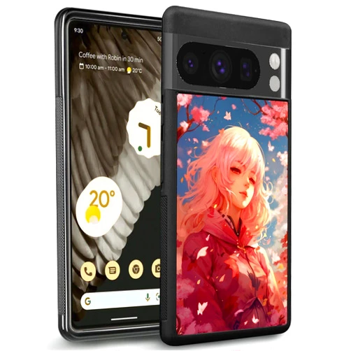 SANTUO Phone Case for Google Pixel 8 8 Pro 7 7 Pro 6 6a 6 Pro 5 5XL 4 4a 4a 5G 4XL 3a 3aXL 3 3XL 2 2XL 4G/5G Blossom-BQ101, Black Textured Frame