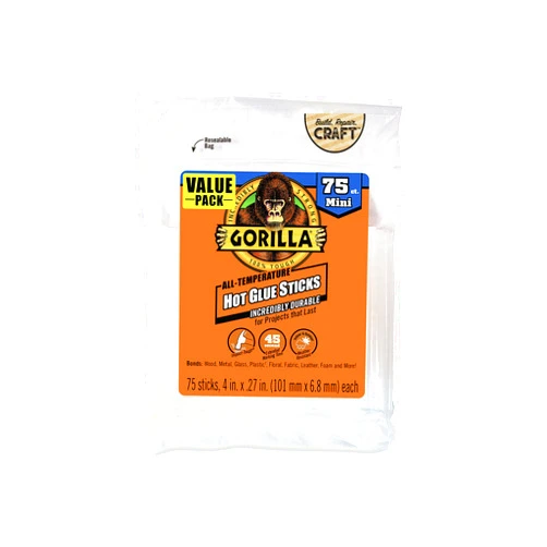 Gorilla Hot Glue Sticks, Clear Glue, Mini Size 4