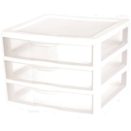 Sterilite 3-Pack 3 Drawer Plastic Storage, Stackable Dresser Organizer Drawers, White