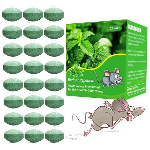 Psywin Mouse Rodent Repellent - 24 Pack Peppermint Oil Moth Balls to Repel Rats Deterrent for Car Engines Indoor Outdoor, Safe for Humans & Pets, Rat Control for Roaches, Spider, Squirre