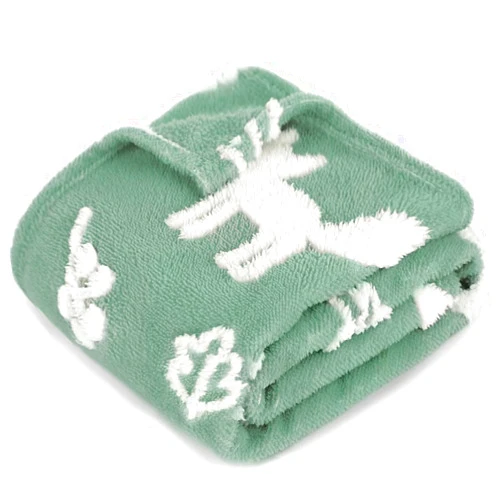 BORITAR 3D Fox Baby Blanket for Boys Girls Jacquard Fleece Fuzzy Toddler Nursery Blanket Soft Warm Cozy Blanket with 3D Animal Design for Infant or Newborn Home Decor (30 x 40 Inch, Sage Green)