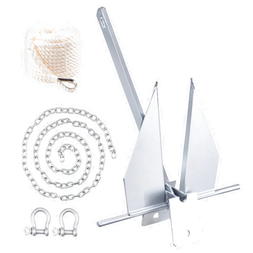 VEVOR Fluke Style Anchor Kit, 8.5 LBS Hot-Dipped Galvanized Steel Fluke Anchor with 7.9' Chain, 75' Rope and Two 0.4