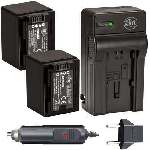 BM Premium 2 BP-727 Batteries and Charger for Canon Vixia HFR80, HFR82, HFR800, HFR70, HFR72, HFR700, HFM500, HFR30, HFR32, HFR300, HFR40, HFR42, HFR400, HFR50, HFR52, HFR500, HFR60, HFR62, HFR600