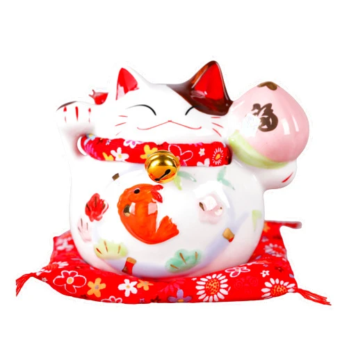 TXYXT Lucky Cat Money Bank Statue Figurines -Chinese Feng Shui Ceramic Fortune Cat Sculpture Coin Jar for Prosperity and Wealth, Cute Maneki Neko Piggy Bank (CQG6801)
