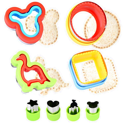 Hhyn Sandwich Cutter and Sealer - Uncrustables Maker Dinosaur Mickey Circle Square Shape Cookie Cutters Bread Decruster Pancake Maker DIY Sandwich Cutter for Kids - Vegetable Fruit Cutter Set