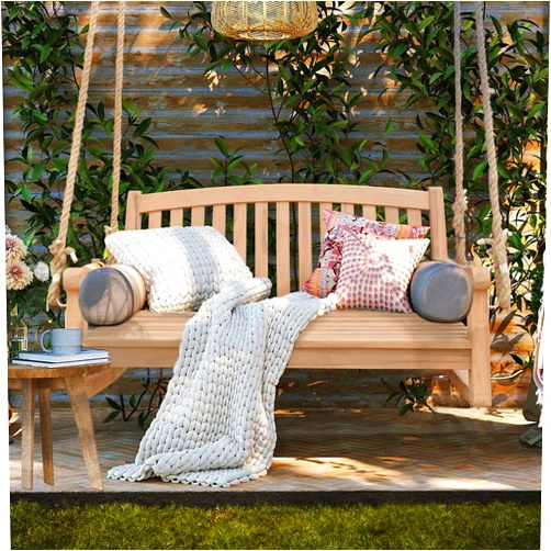 Seven Seas Teak San Jose Teak Wood Double Outdoor Porch Swing, 4 Foot