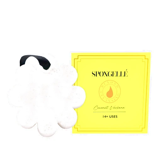 SPONGELLÉ Spongellé Coconut Verbena Wild Flower Bath Sponge with Box for Mothers Day Gift | Built-in Body Wash & Body Scrubber, Shower Loofah Sponge for Women | 14+ uses
