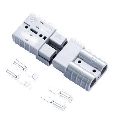 Daier 2pc Battery Quick Connector Kit 50a Plug Connect Disconnect Winch Trailer (50A 6AWG -Grey)