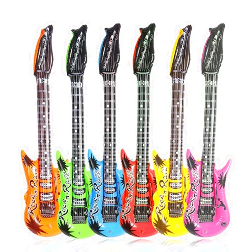 DECORA 35 Inch Rock Star Inflatable Guitar Assorted Color for Children Party Accessories Inflatable Toys Pack of 6