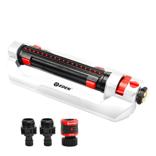 Eden 94095 3-Way Metal Turbo Oscillating Sprinkler for Large Yard and Lawn W/Quick Connector Starter Set-Covers up to 4,000 sq. ft.