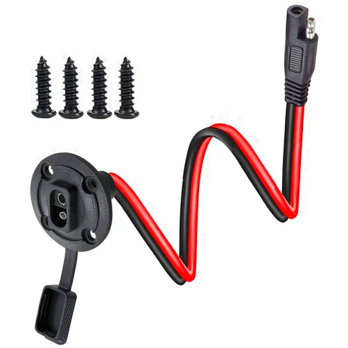 QOFOWIN 10AWG SAE Cable Connector, SAE Power Socket Sidewall Port, Solar Weatherproof SAE Quick Connect Solar Panel Mount,length.(50cm/1.6ft).