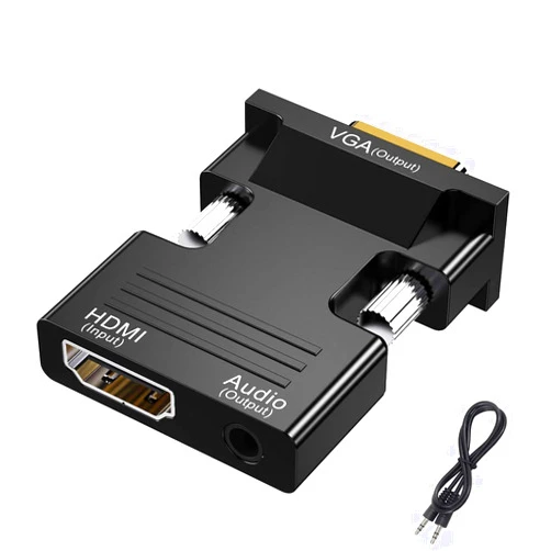 Luventg HDMI to VGA Adapter, HDMI to VGA Audio Output Cable Computer Set-top Box Converter Connector Adapter for Laptop, PC, Monitor, Projector, HDTV, Chromebook, Roku, Xbox(3.5mm Stereo Cable Included)