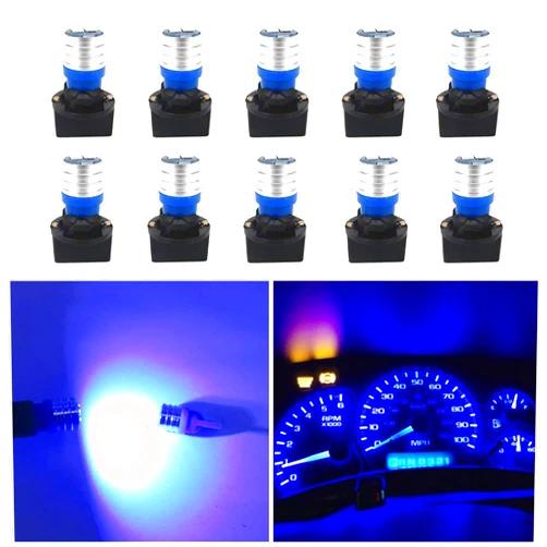 WLJH Blue T10 Led Bulb Dash Light PC168 PC195 PC194 Bulbs Instrument Panel Cluster Lights Dashboard Gauge Twist Socket Extremely Bright 10Pack