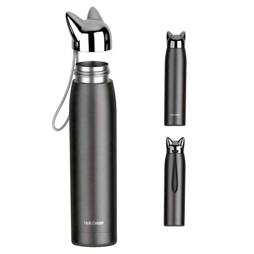 Jhua Cute Cat Water Bottle, Jhua Stainless Steel Insulated Water Bottles Vacuum Travel Coffee Mug for Kids Girls Women Leak-proof Cat Insulated Water Bottle, 320 ml/10.8 oz