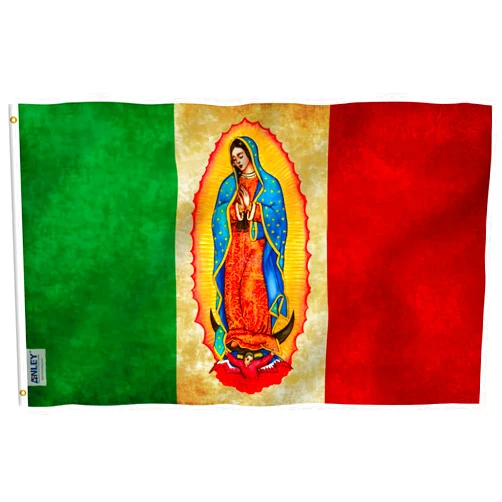 Anley Fly Breeze 3x5 Foot Our Lady Virgen De Guadalupe Mexican Flag - Canvas Header and Double Stitched - Virgin Mary Flags Polyester with Brass Grommets 3 X 5 Ft