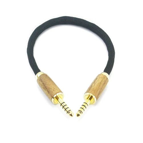 NewFantasia 4.4mm Male to Male Balanced 5 Pole Connector Headphone Audio Adapter Cable 6N OCC Copper Single Crystal Silver Plated Wire Walnut Wood Shell 4.4mm to 4.4mm Male 15cm
