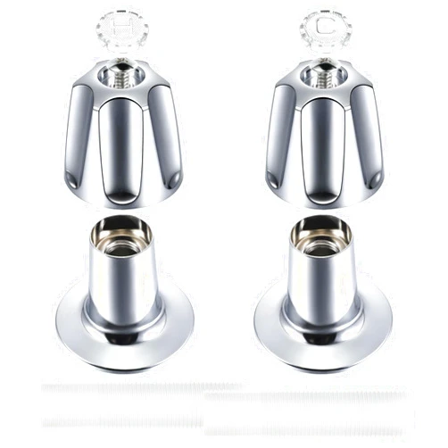 Enhon Bathtub and Shower 2 Handle Remodel Trim Kit Compatible with Pfister Verve Tub Shower, Shower Faucet Knob Replacement Include 1 Hot 1 Cold 2 Flanges (Polished Chrome)