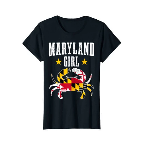 Maryland Girl Co. Maryland Girl Blue Crab Vintage Maryland Flag Pride T-Shirt